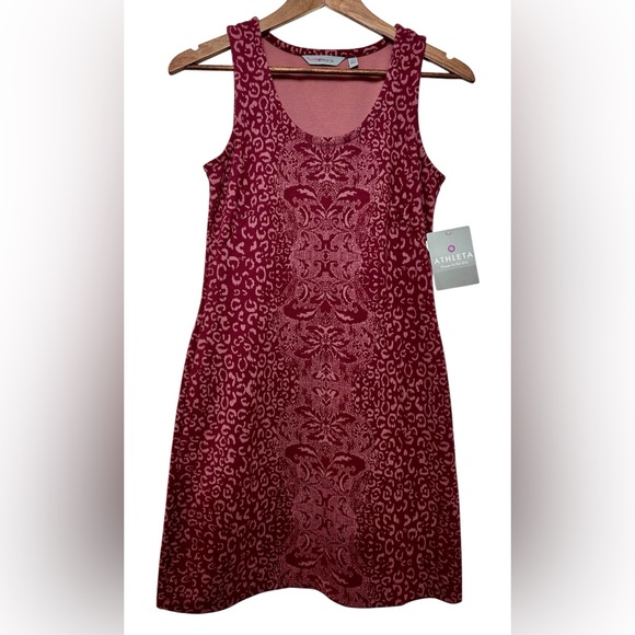 NWT Athleta Shayla Cherrywood Ponte Sleeveless  Animal Print Tank Mini Dress XS - Picture 2 of 10